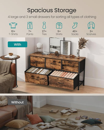SONGMICS Dresser for Bedroom, Chest of Drawers, TV Stand, 5 Non-Woven Fabric - Image 4