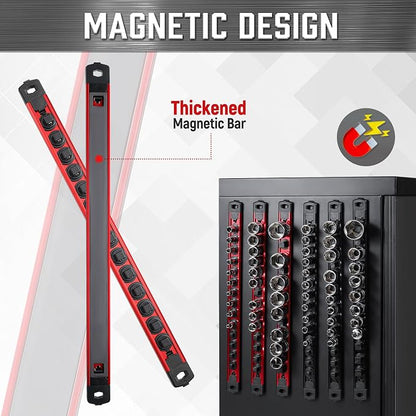 ALOANES 6-Piece Magnetic Socket Organizer, Heavy Duty Aluminum Socket Rails - Image 5