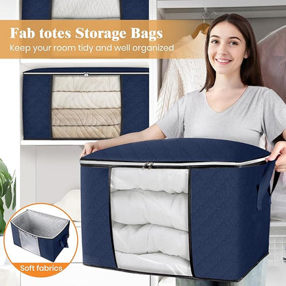 Fab totes 24 Gallons Clothes Storage, Foldable Thick Fabric Blanket Storage Bags - Image 5