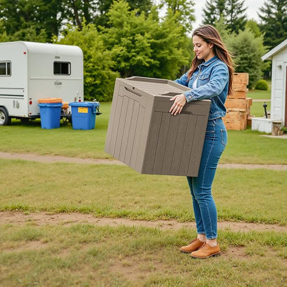 Devoko 30 Gallon Resin Deck Box 2 Pack Outdoor Indoor Waterproof Storage Box - Image 6