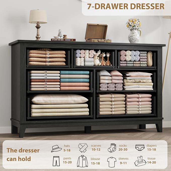 GarveeHome 7 Dresser for Bedroom, 54 in Wide Drawer Dresser - Image 6