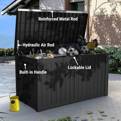 Mars Villa 180 Gallon Outdoor Storage Box Waterproof, Extra Large Resin Deck Box - Image 8
