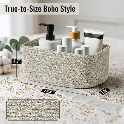 8 Pack Small Storage Baskets for Organizing, Woven Rope Bins for Bathroom - Image 2