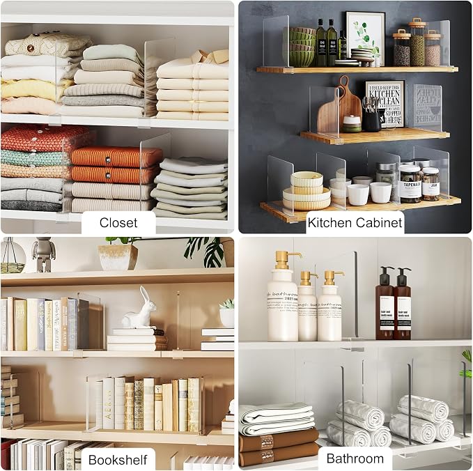 Purse Organizer for Closet Shelf Dividers: 12-Pack Adjustable Clear Acrylic Bag - Image 8