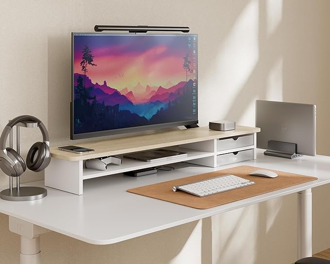 Fenge Monitor Stand, Dual Monitor Riser, 42.5inch Large Desk Computer Monitor - Image 7