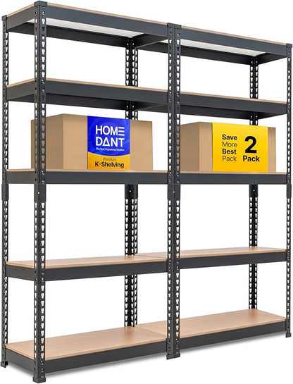 HOMEDANT 5 Tier Storage Shelves Adjustable Laminated Boltless Garage Metal by TheBestOrganizingSolution