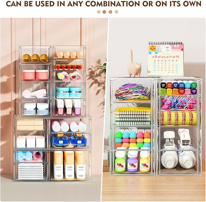 22 Drawers, Acrylic Desk Makeup Organizer, Plastic Drawers Organizer, Stackable - Image 6