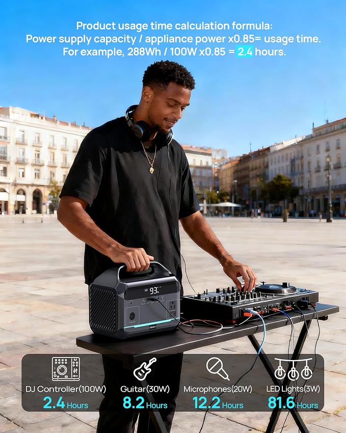 Portable Power Station, 288Wh LiFePO4 Battery, 350W Power Bank - Image 6