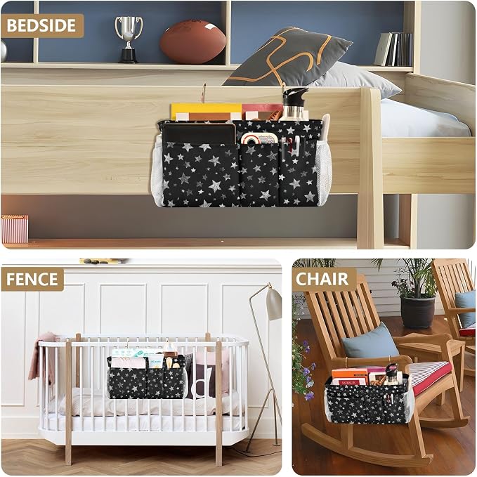Sparkly Silver Stars Bedside Caddy - Image 8