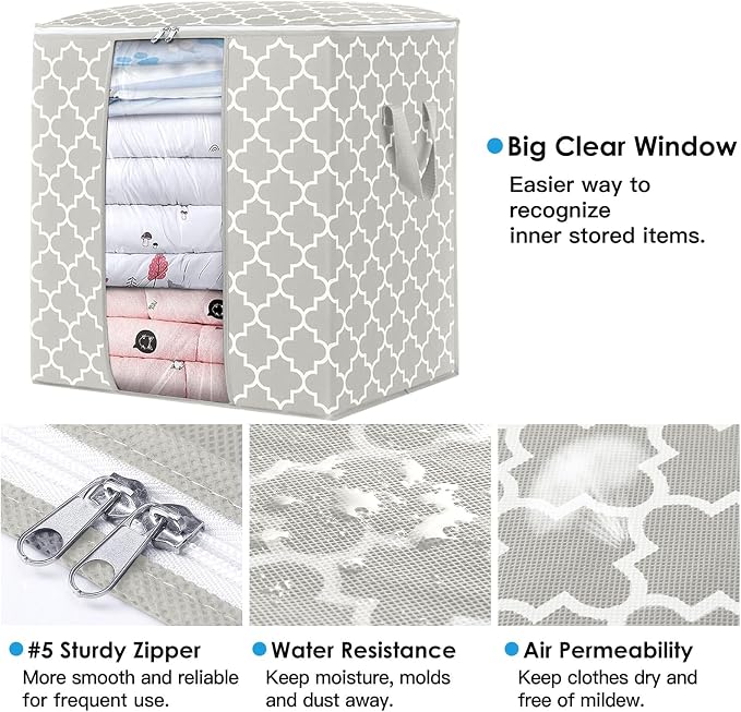 WISELIFE Storage Bags 3 Pack/100L Large Blanket Clothes Organization and - Image 2