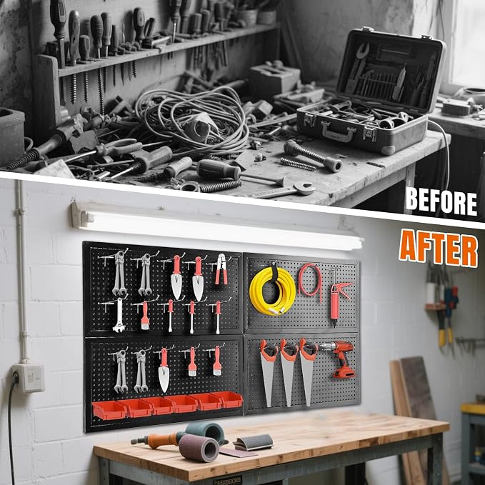 48x24 Inch Metal Pegboard Wall Organizer, Peg Board Utility Tool Storage - Image 4