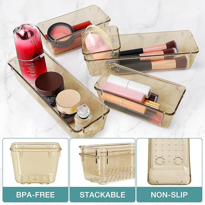 16 PCS Drawer Organizer Set, 5 Varied Size Bathroom and kitchen Drawer cabinet - Image 3