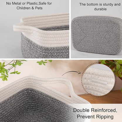 OIAHOMY 3 Pack Storage Baskets for Organizing, Woven Cotton Rope Basket for - Image 4