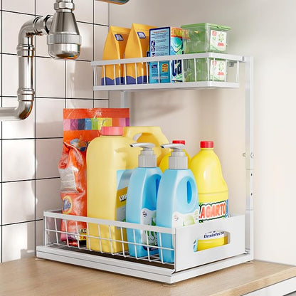 Under Sink Organizer and Storage, Height Adjustable Cabinet Organizer by Fabutier