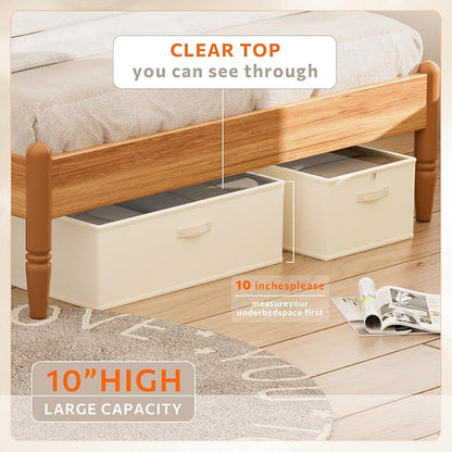 2 Pack Under Bed Storage Containers, 10 Inch Tall Underbed Clothes Storage - Image 2