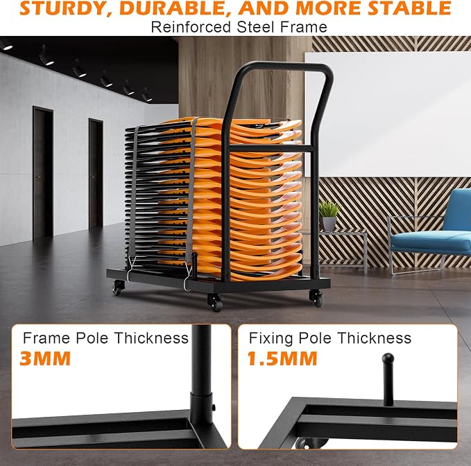 Heavy-Duty Folding Chair Rack Storage Cart - Image 3