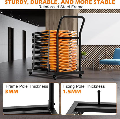 Heavy-Duty Folding Chair Rack Storage Cart - Image 3
