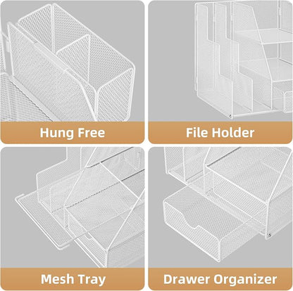 Marbrasse Desk Organizer and Accessories, 3-Tier File Organizer - Image 4