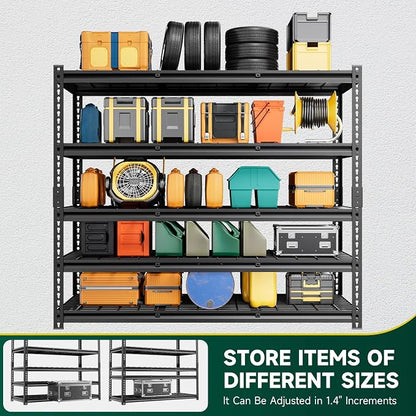 5-Tier 60" W X 24" D X 72" H Storage Shelves 3000LBS Garage Shelving Metal - Image 4
