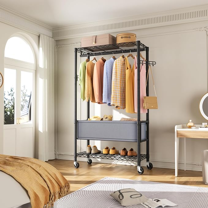 Clothes Rack, Heavy Duty Garment Rack 3 Tier Adjustable - Image 2