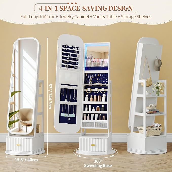 61" Full Length Mirror Jewelry Cabinet - Image 3