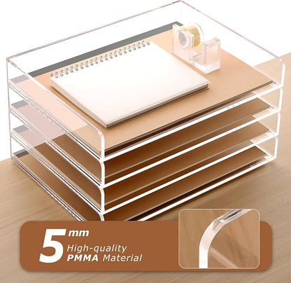 SANRUI 4 Tier Clear Desk Paper Letter Organizer Trays, A4 Stackable File - Image 5