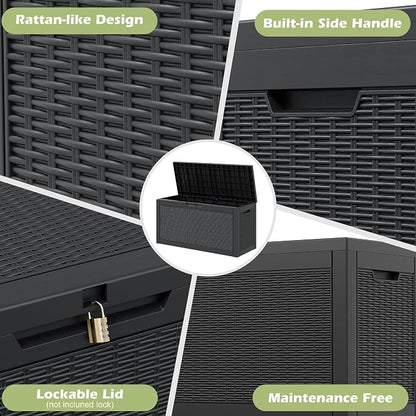 Outdoor Storage Box, 60 Gallon Outside Deck Box Waterproof, Resin Outdoor - Image 7