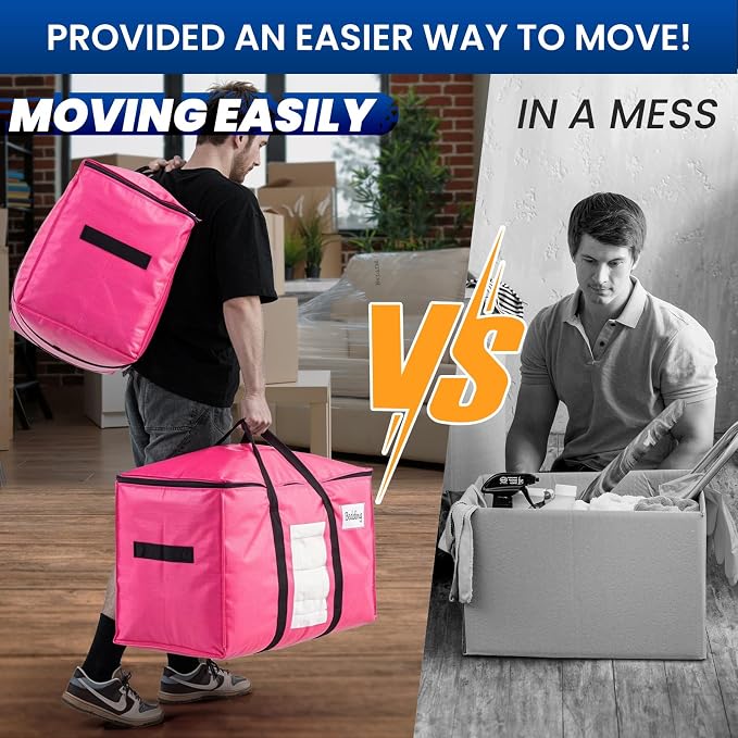 TAILI 8 Pack Pink Extra Large Moving Bags, Heavy Duty Totes - Image 7