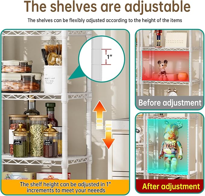 Small 6 tire Shelves Storage Wire Shelving Unit Metal Shelf Adjustable - Image 8