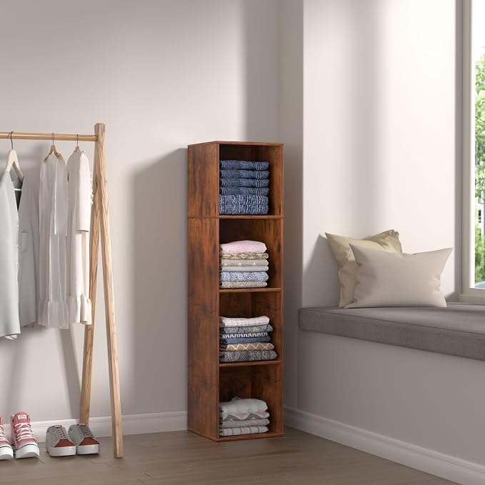 4 Cube Storage Organizer, 4 Tier Cube Bookcase Freestanding Storage Display - Image 7