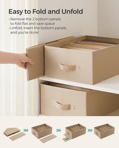 SONGMICS Set of 4 Large Size Wardrobe Clothes Organizers, 6-Compartment - Image 6