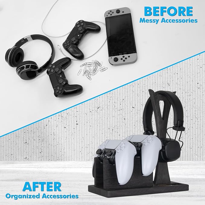 Gamer Gifts for Men Teenage Boy Controller Holder & Headphone Stand, Stylish - Image 4
