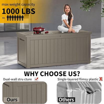 200 Gallon Deck Box, Resin Outdoor Indoor Waterproof Storage Box, Lockable - Image 5