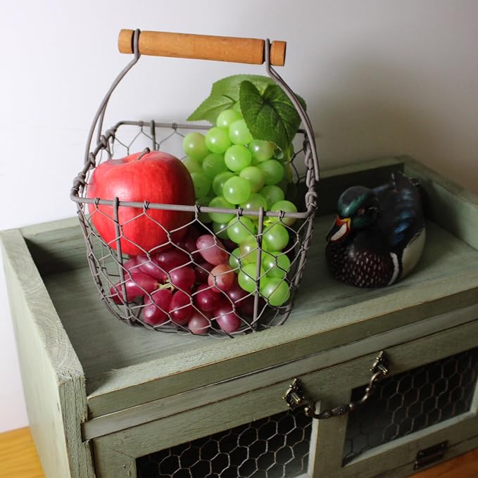 CVHOMEDECO. Square Chicken Wire Egg Basket Fruit Basket - Image 3