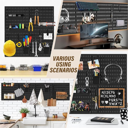 AKTOP Peg Board Wall Organizer 4-Pack – 12"x12" Black Pegboard Combination Kit - Image 6