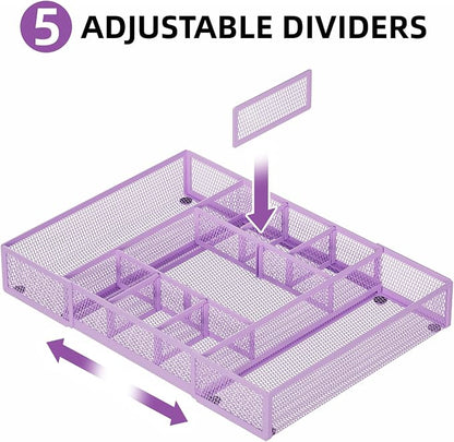 Marbrasse Expandable Desk Drawer Organizer, Mesh Drawer Organizer Tray - Image 3