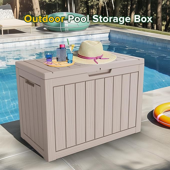 46 Gallon Outdoor Deck Box, Storage Lockable Waterproof Patio Furniture - Image 2