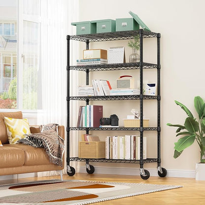 5-Shelf Storage Shelves, Wire Shelving Heavy Duty Metal Storage Shelving Unit - Image 2