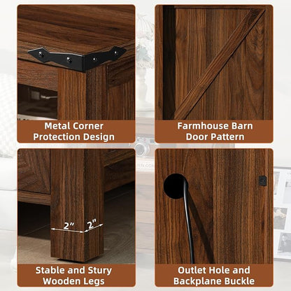 Nightstands Set of 2 with Charging Station, Farmhouse Side End Table with 2 - Image 9