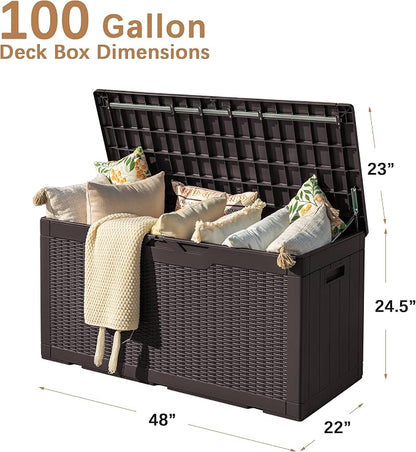 Devoko 97 Gallon Deck Box, Waterproof Resin Outdoor Storage Box - Image 3