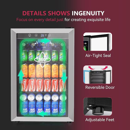 4.5 Cu.ft Beverage Refrigerator Cooler, 145 Can Mini Fridge - Image 5