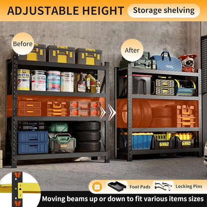 4800LBS Heavy Duty Shelving Units, 4 Tier Adjustable Metal Utility Shelf - Image 4