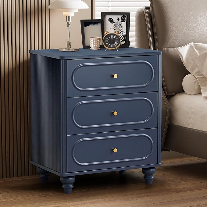 3 Drawer Fluted Dresser for Bedroom Set of 2, Mid Century Modern Chest of - Image 6