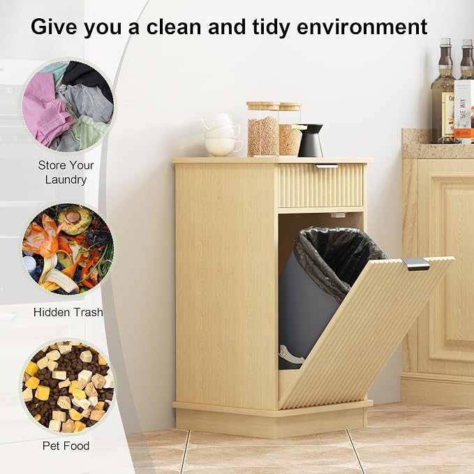 Natural Tilt Out Laundry Hamper Cabinet Hidden Laundry Hamper Cabinet - Image 7