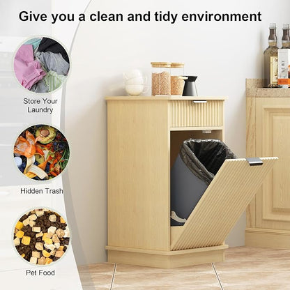 Natural Tilt Out Laundry Hamper Cabinet Hidden Laundry Hamper Cabinet - Image 7