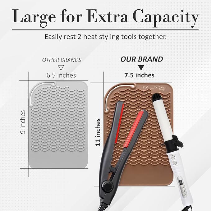 Vanity Accessories Heat Resistant Mat – Silicone Flat Iron & Curling Iron Holder - Image 3