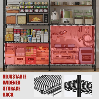REIBII 61.7''W Storage Shelves Load 1220LBS Wire Shelving Unit 4 Tier Metal - Image 6