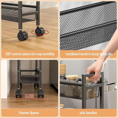 Slim Storage Rolling Cart, 4 Tier Narrow Cart - Image 7
