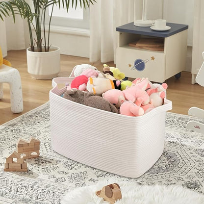 95L Extra Large Blanket Basket, Rectangle Nursery Blanket Storage - Image 5