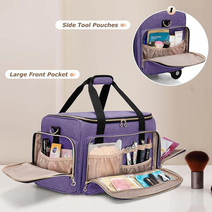LUXJA Rolling Makeup Case with 3 Removable Pouches and 1 Makeup Brush Bag - Image 4